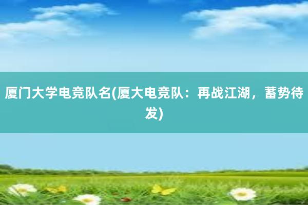 厦门大学电竞队名(厦大电竞队：再战江湖，蓄势待发)