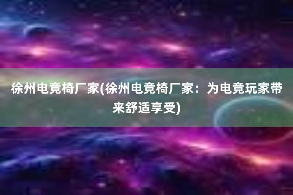 徐州电竞椅厂家(徐州电竞椅厂家：为电竞玩家带来舒适享受)