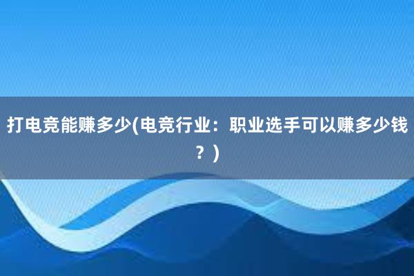 打电竞能赚多少(电竞行业：职业选手可以赚多少钱？)