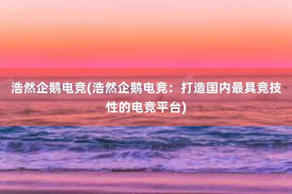 浩然企鹅电竞(浩然企鹅电竞：打造国内最具竞技性的电竞平台)