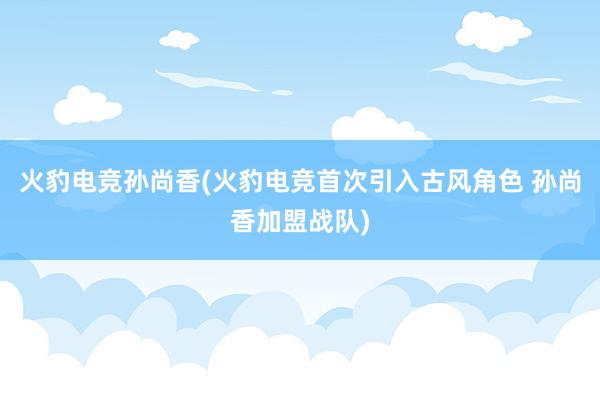 火豹电竞孙尚香(火豹电竞首次引入古风角色 孙尚香加盟战队)