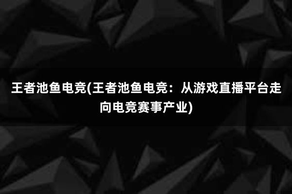 王者池鱼电竞(王者池鱼电竞：从游戏直播平台走向电竞赛事产业)