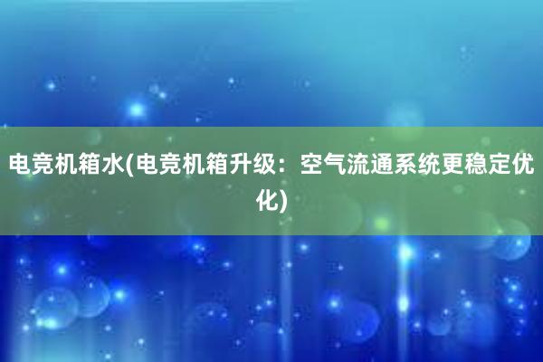 电竞机箱水(电竞机箱升级：空气流通系统更稳定优化)