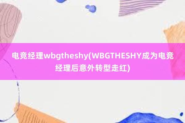 电竞经理wbgtheshy(WBGTHESHY成为电竞经理后意外转型走红)