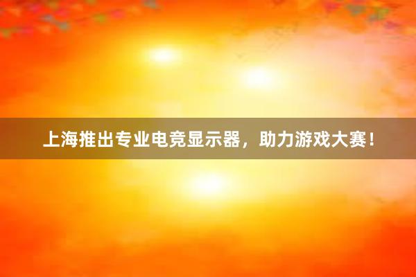 上海推出专业电竞显示器，助力游戏大赛！