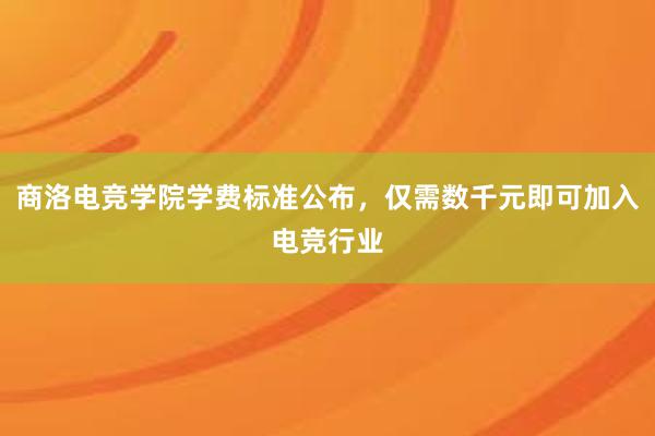 商洛电竞学院学费标准公布，仅需数千元即可加入电竞行业