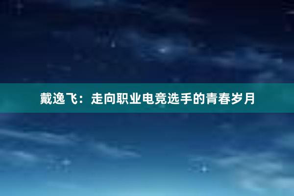 戴逸飞：走向职业电竞选手的青春岁月