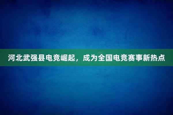 河北武强县电竞崛起，成为全国电竞赛事新热点