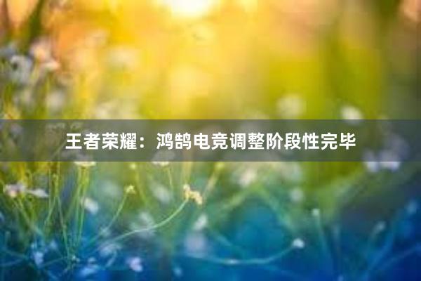 王者荣耀：鸿鹄电竞调整阶段性完毕