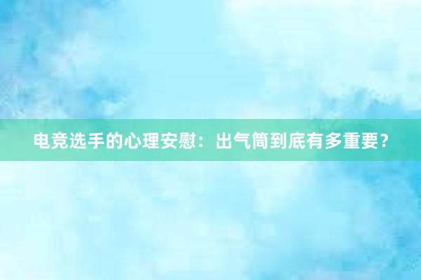 电竞选手的心理安慰：出气筒到底有多重要？