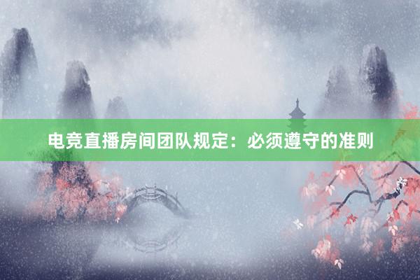 电竞直播房间团队规定：必须遵守的准则