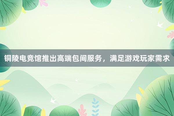 铜陵电竞馆推出高端包间服务，满足游戏玩家需求