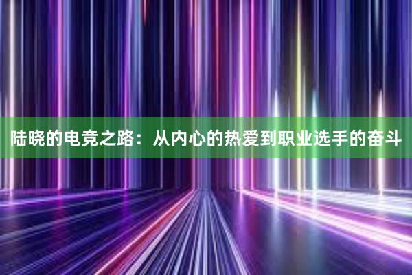 陆晓的电竞之路：从内心的热爱到职业选手的奋斗